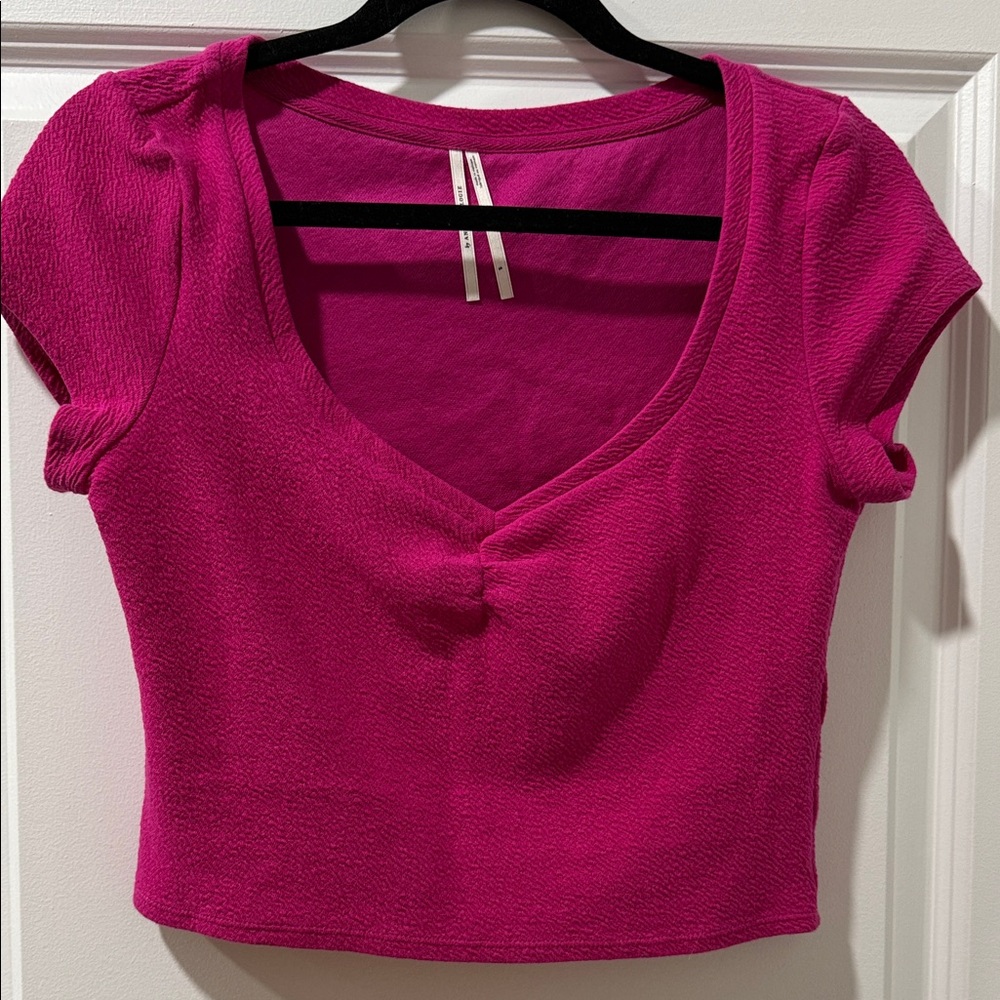 Anthropologie Fuchsia Crop Top